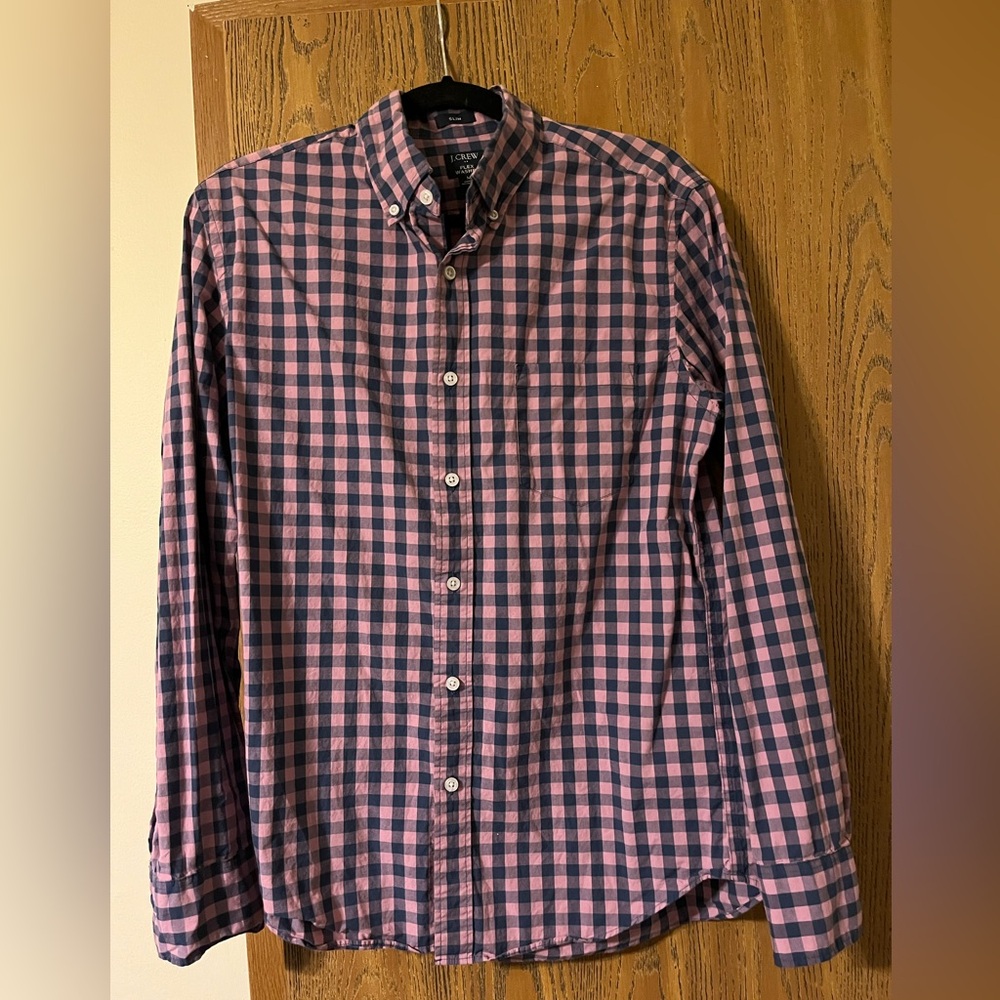 J. Crew Women’s Pink and Blue Checkered Shirt